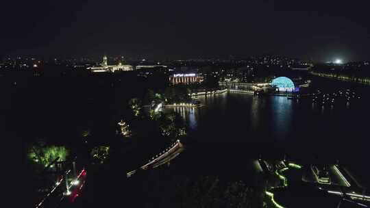 航拍著名旅游景点泰晤士小镇夜景