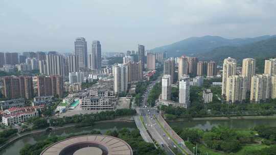 航拍福建莆田城市建设荔城中大道