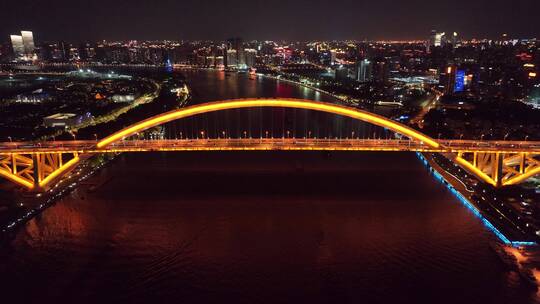 俯拍卢浦大桥夜景