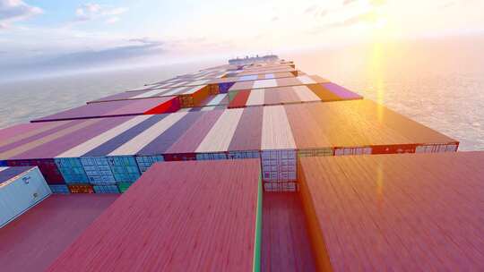一带一路巨型货轮大海航行视频素材模板下载