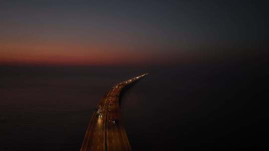 航拍 夜景东海大桥