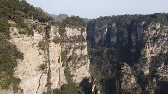 航拍张家界武陵源景区石林山谷