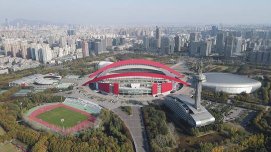 航拍江苏南京奥林匹克体育中心