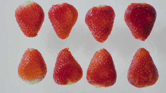 水果草莓视频慢镜头红色草莓压汁特写