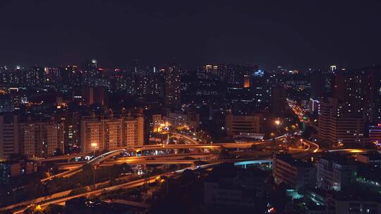城市立交桥夜景航拍