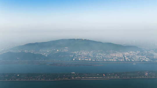 长沙岳麓山清晨平流雾航拍延时