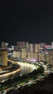 竖屏城市夜景电闪雷鸣