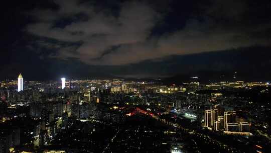 浙江温州城市夜景灯光航拍