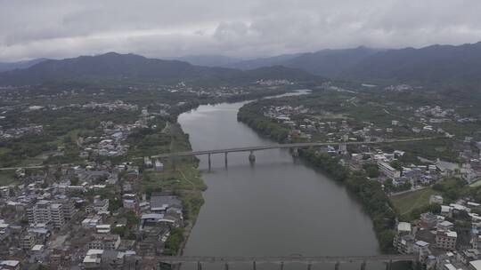 梅州市松口古镇航拍景观