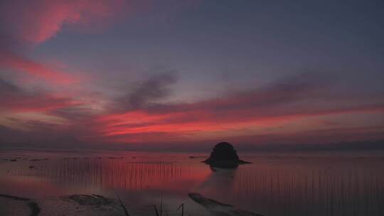 广东惠州惠东海龟湾沙滩海边日出实拍视频