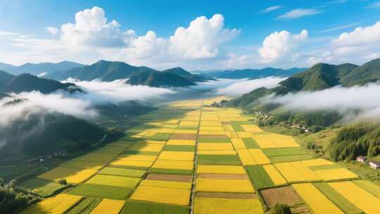 航拍乡村田野风光