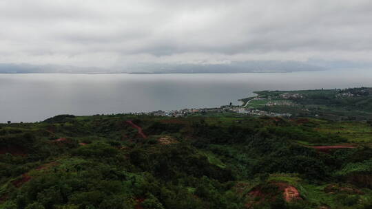 云南松茸航拍抚仙湖畔云层湖岸709