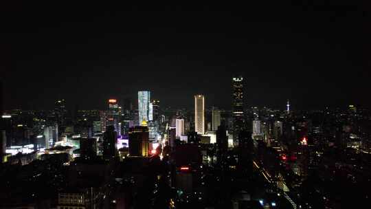 江苏南京城市夜景交通车辆航拍