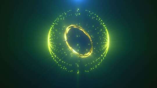 绿色能源魔法圆球体未来波球和原子能量粒子
