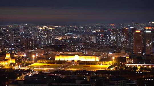 4K大连城市夜景霓虹光斑