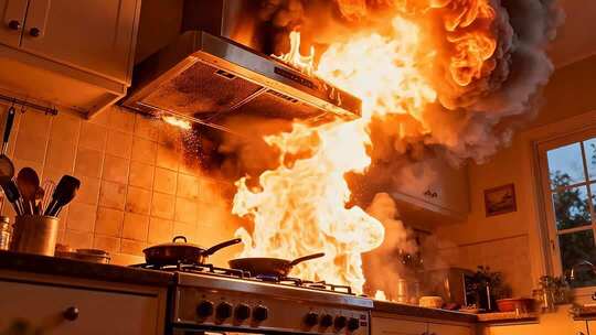 厨房灶台起火场景