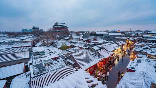 北京雪景钟鼓楼