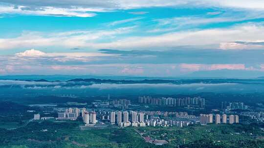 城市风云变化远景蓝天白云延时