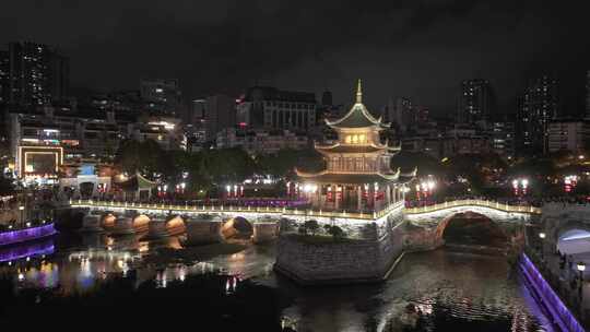 贵阳 甲秀楼 夜景 航拍