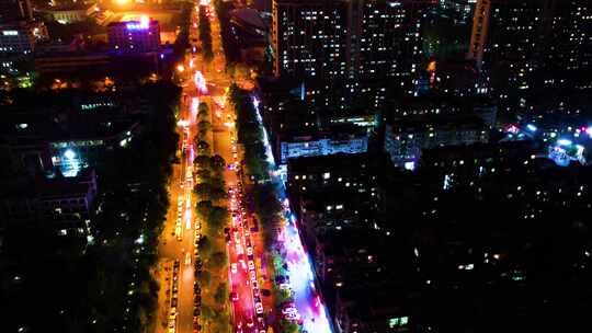 杭州钱塘新区云水城市车流夜景延时摄影