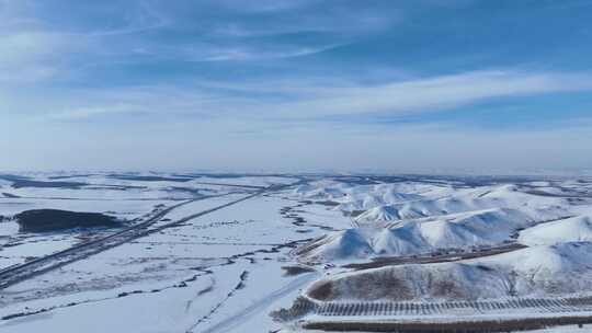 延时航拍雪原风光