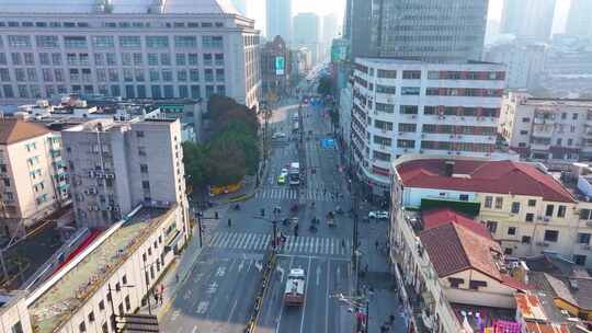 上海黄浦区河南中路航拍风景街道街景街头城