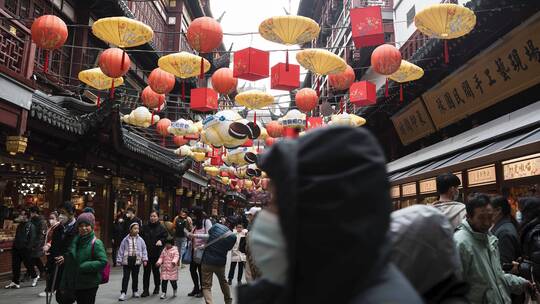 豫园 城隍庙 热闹场景 节日氛围 新年人流