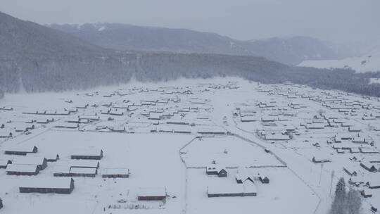 新疆 禾木 雪屋 航拍 冬季