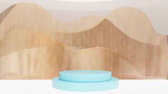 蓝色圆柱体底座讲台模型抽象最小墙壁场景