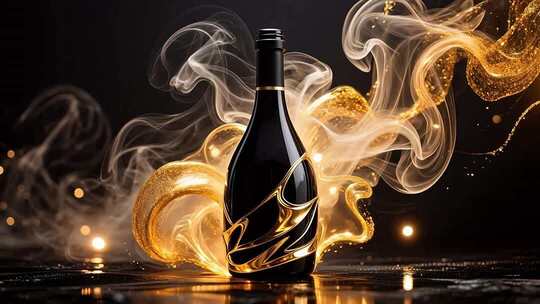 带金色光效的酒瓶素材