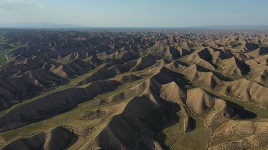 甘肃兰州黄土高原土丘地貌航拍风光