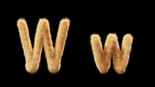 大写和小写Chick羊毛字母W的3D动画视频素材模板下载