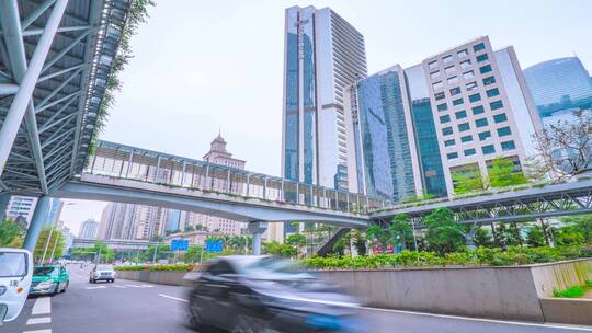 广州_高德置地_花城广场_车流大范围延时4K视频素材模板下载