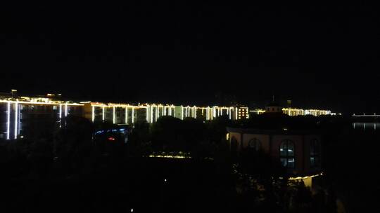 航拍湖南益阳城市夜景