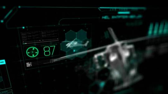 科技未来感军用直升机虚拟数据展示素材包AE模板