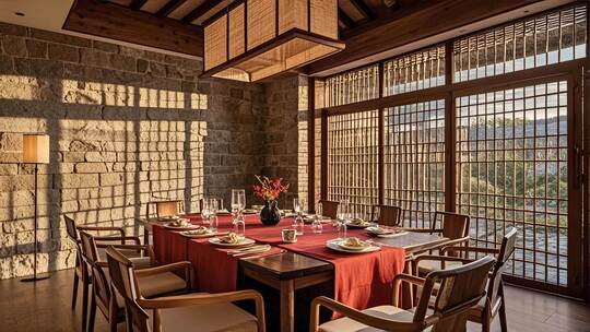 餐饮空间餐厅餐桌布置日式风格用餐场景