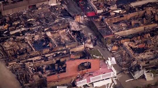 无人机航拍桑迪飓风破坏的房屋