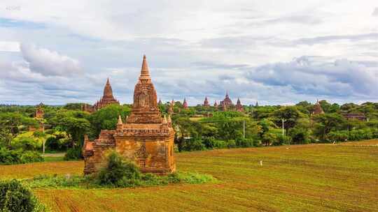 缅甸郊外风景-古建筑-风景-延时-航拍3