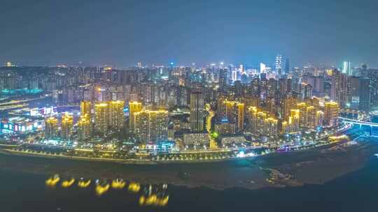 重庆江北区观音桥夜景航拍