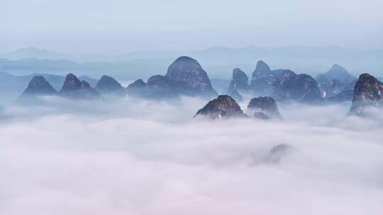 桂林山水云海航拍