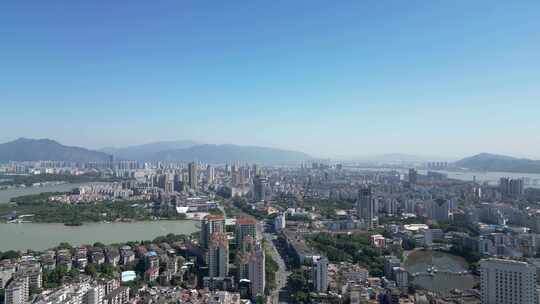 航拍广东肇庆大景肇庆城市风光