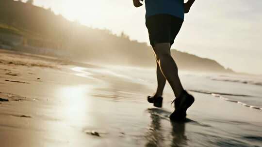 海边跑步健康生活方式视频