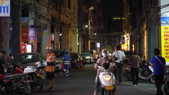 夜晚人文街景烟火气息市井生活江门街道骑楼