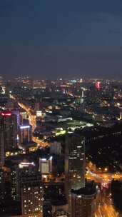 竖版航拍安徽合肥城市夜幕降临夜景