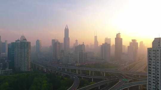 上海市 南北高架 延安路高架 枢纽 航拍全景
