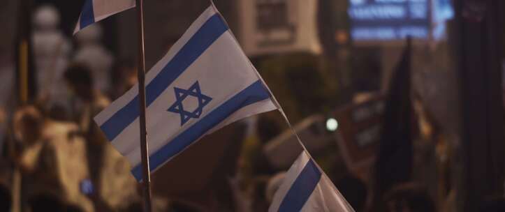 以色列国旗，以色列，挥舞旗帜，抗议