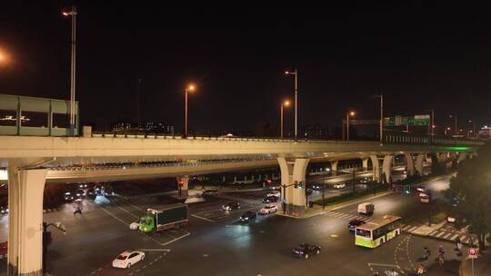 沪闵高架路夜景视频素材模板下载