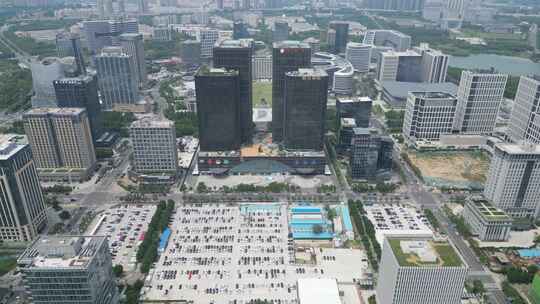 城市高空视角俯瞰全景