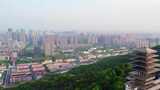 杭州临平公园东来阁与城市建筑风光航拍高清在线视频素材下载