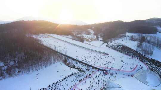 亚布力滑雪场滑雪航拍宣传片冬季雪山